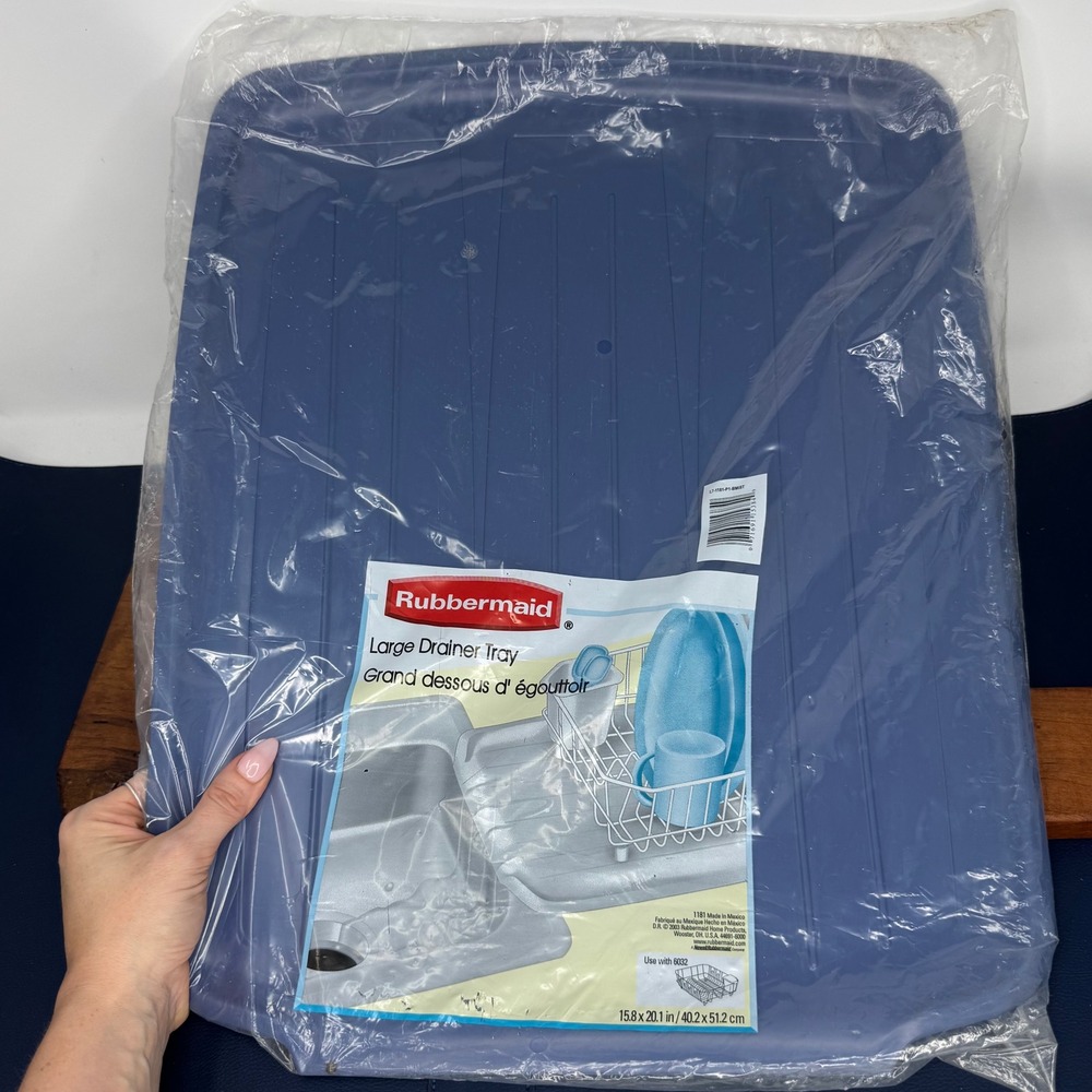 New Rubbermaid 1181 Large Drainer Tray Blue Mist Sloped Drying Board 15.8"x20.1"